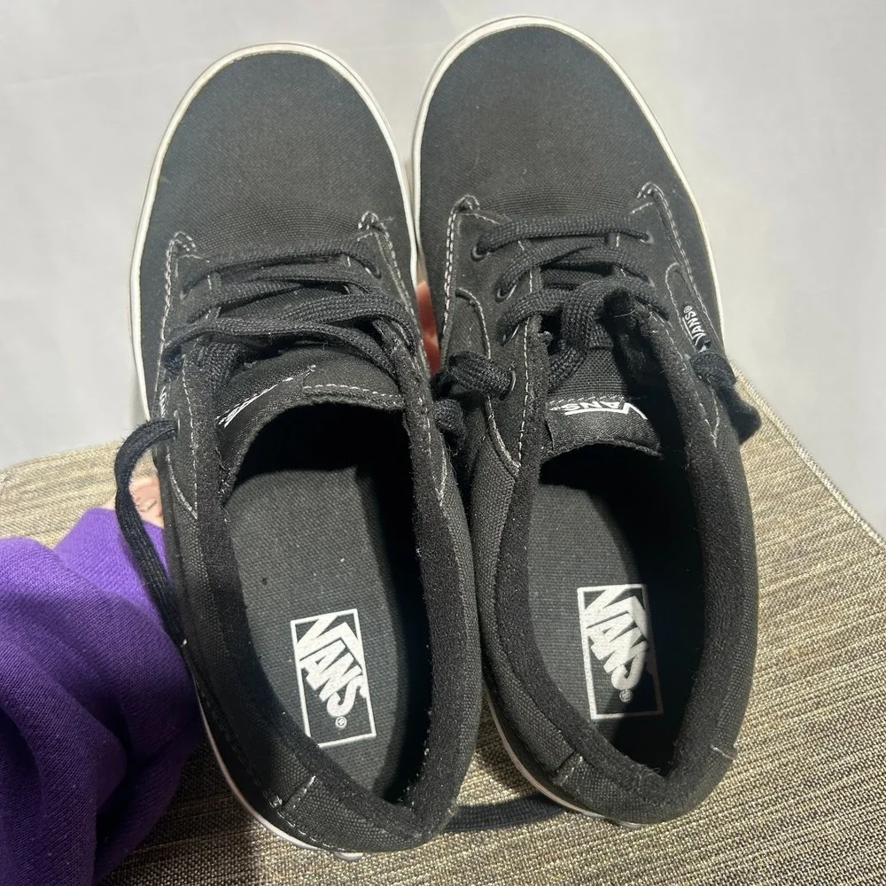 Vans Youth Size 6 Athletic Low Top‎ Textile Canvas Skate Shoes Black TB4R